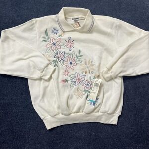 Vintage Alfred Dunner Sweatshirt Womens Large Floral Embroidered Pullover 90s